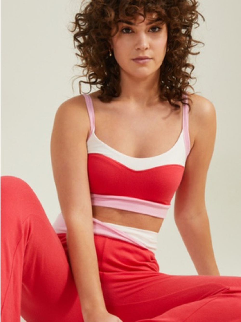 Z Supply Pink and Red Colorblock Bralette